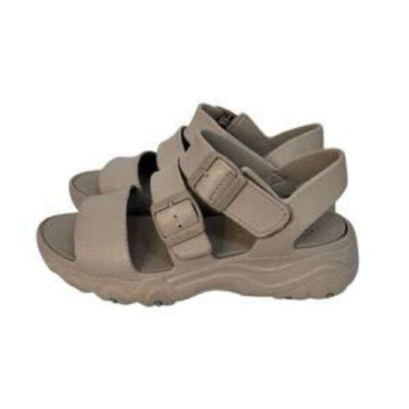 Skechers |  Luxe Foam D'lites 2.0 Beach Sandals Women's Taupe | 11 - Picture 1 of 9